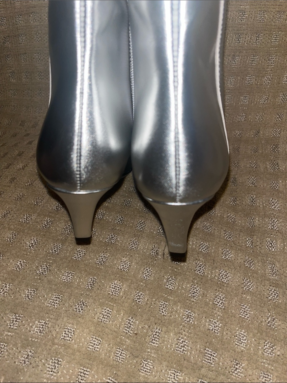 J. Crew Leather metallic Silver Pointed Toe Ankle Booties - Picture 3 of 7